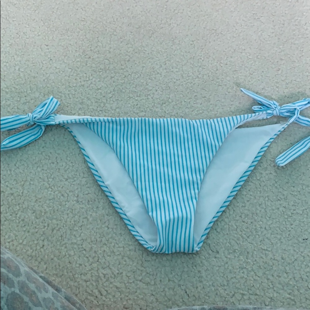 Blue and White stripe bikini bottoms